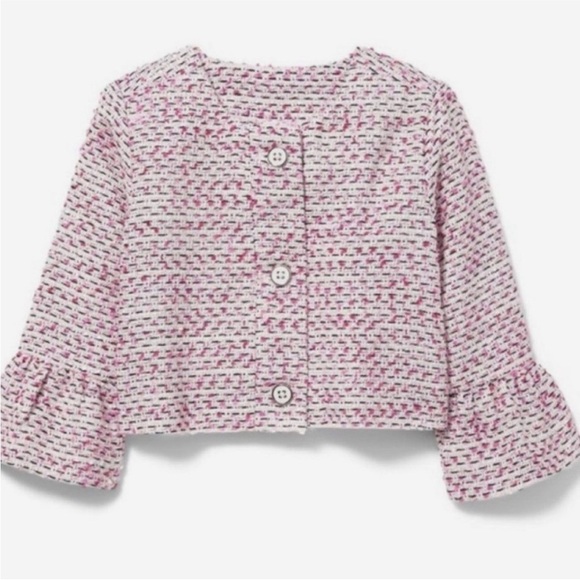 Janie & Jack Pink and White Boucle Jacket - Picture 1 of 7